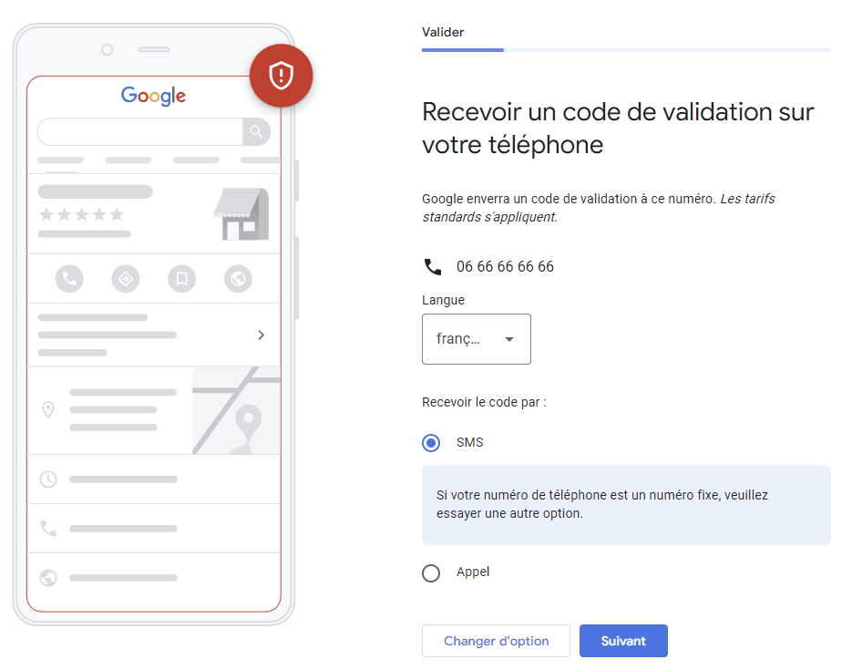 Validation par téléphone