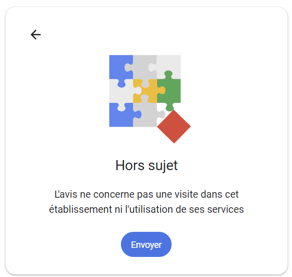 Sélection du motif de signalement